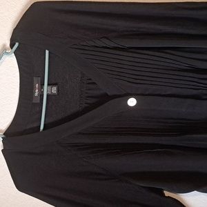 Style&Co black pleated tunic 3/4 sleeve v-neck